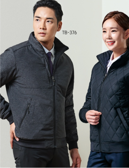 TB-376, 양면점퍼, 폴리74%, 나이론 26%, 색상 블랙, 패딩충전재, 정전기차패안감, 리버시블(양면) 내부 다른 디자인 다른소재 스타일점퍼