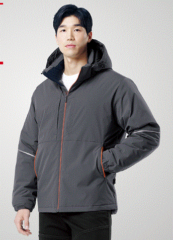 TB-307 리사이클 패딩 자켓 FABRIC 리사이클 POLYESTER 100%   COLOR GREY(그레이)   FEATURES 리사이클 폴리에스터 원단 YKK지퍼 발열 안감 / 방풍 안감 사용 후드 탈부착 기능 생활 방수 기능