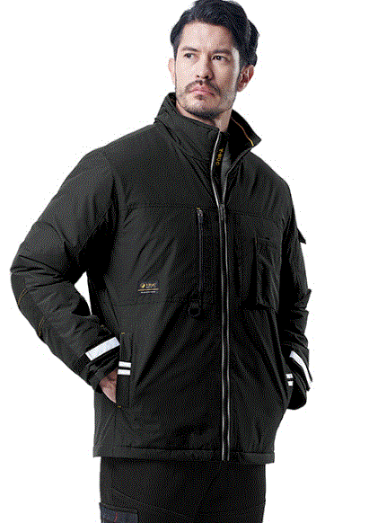 TBS-5105J 윈드쉴드 패딩 자켓 FABRIC  주: POLYESTER 100% 배: NYLON 100(코듀라 원사)   COLOR BLACK (블랙)   FEATURES 마이크로 패딩 YKK 반사 프린트 지퍼 발열 안감 / 에어쿠션 메쉬 안감 사용 고강도 옥스포드 소재 배색 테프론 발수 가공 등판 스트레치 기능 방수 방풍 2L 소재 야간 식별 반사띠 부착