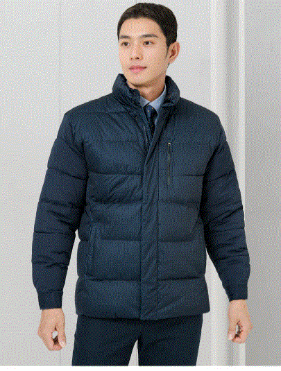 MT-2626, 네이비 멜란지, 폴리100%, 카라 안쪽 방한 스판 원단, 손목스냅버튼, 사이즈 90-120