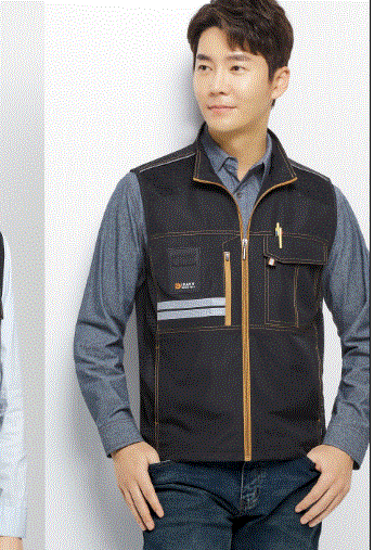 SM-V2501, Fabric POLYESTER 100%  Color BLACK  Size M, L, XL, 2XL, 3XL, 4XL  1) 등판 망사에 야광테이프 처리 2) 지퍼,봉사 색상 포인트 3) 수납이 용이한 다용도 주머니 부착 4) 옆주머니 지퍼 여밈처리