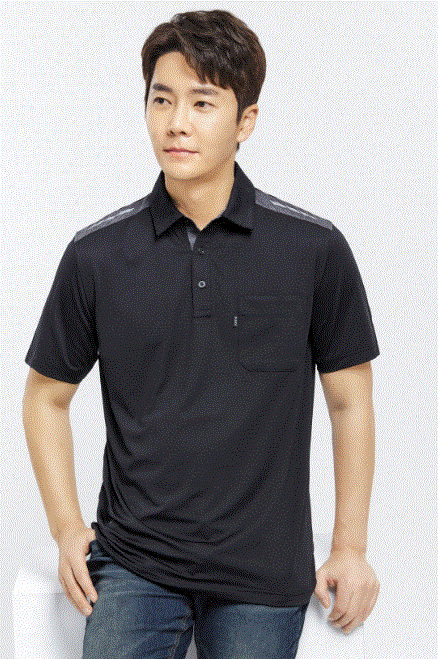 TS - 2502,Fabric POLYESTER 100%  Color BLACK / GRAY  Size M, L, XL, 2XL, 3XL, 4XL  1) 신축성,통기성이 좋은 티셔츠 소재 2) 어깨 부분과 단작 내부 배색 처리 3) 어깨 배색 부분 좌,우 야광 전사 처리로 안전성 부여