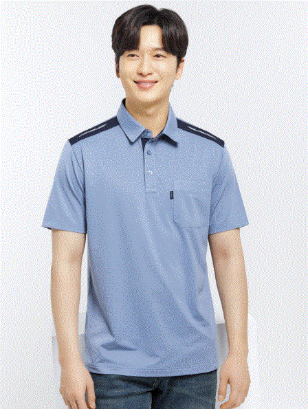 TS - 2503,Fabric POLYESTER 100%  Color LIGHT BLUE / NAVY  Size M, L, XL, 2XL, 3XL, 4XL  1) 어깨 부분과 단작 내부 배색 처리 2) 어깨 배색 부분 좌,우 야광 전사 처리로 안전성 부여