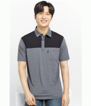 TS-2501, POLYESTER 100% (싱글스판)  Color GRAY(메란지) / BLACK  Size M, L, XL, 2XL, 3XL, 4XL  1) 신축성,통기성이 뛰어난 티셔츠 소재 2) 블랙 배색 스타일 3) 단작 내부에 3색 직조 테이프 포인트