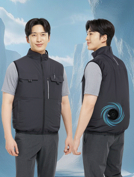 SM-V2601[선풍기 조끼] 강력한 쿨링팬 선풍기 조끼 3단 풍량조절  FABRIC POLYESTER 100%  COLOR DARK GREY  SIZE M,L,XL,2XL,3XL,4XL