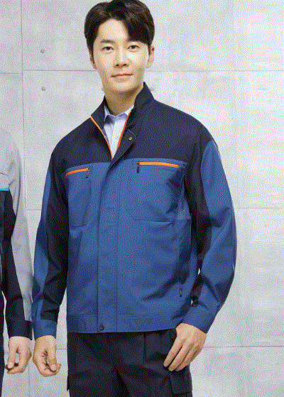 SM - J1402 [특허] 下. SM - P1402 특허제품  Fabric POLYESTER 65% RAYON 35%  Color 上: NAVY/BLUE 下: NAVY  Size 上: M, L, XL, 2XL, 3XL, 4XL 下: 28, 30, 32, 34, 36, 38, 40, 42 inch