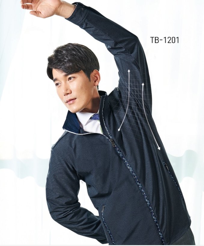 TB-1201 소재	NYLON 72%, POLYESTER 16%, SPAN 12% 사이즈	M , L , XL , 2XL , 3XL , 4XL 색상	NAVY (네이비) 특징	홑겹타입 점퍼