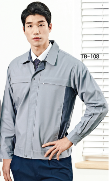 TB-108 소재	POLYESTER 65%, RAYON 35% 사이즈	M , L , XL , 2XL , 3XL , 4XL 색상	L.GREY (라이트 그레이) 원단	TAK원단 사용 / T/R 트로피컬 특징	YKK 지퍼 사용