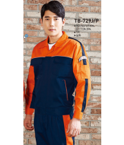 TB-729J / TB-729P 소재	POLYESTER 65%, COTTON 35% 사이즈	상의 : M , L , XL , 2XL , 3XL , 4XL 하의 : 28 , 30 , 32 , 34 , 36 , 38 , 40 색상	NAVY/ORANGE (네이비/오렌지) 특징	하의 밑단 벨크로 비죠 / YKK 지퍼 사용