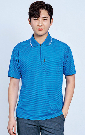 T12	  POLYESTER 100% 스트라이프, 국내산 원단 BLUE Size: S / M / L / XL / 2XL / 3XL / 4XL