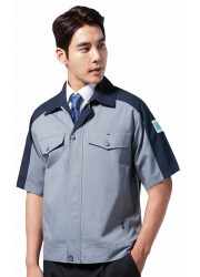 KSK 103S, 반팔근무복, 회색 곤색 투톤, 폴리에스터65%, 레이온35%, 사이즈 M~4XL