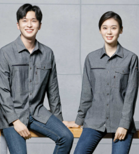 SM – Y2001 다양한 작업환경에 따라 착용이 용이한 셔츠 스타일,FABRIC  COTTON 100% (21수 청헤지) COLOR NAVY (메란지) SIZE  M,L,XL,2XL,3XL,4XL