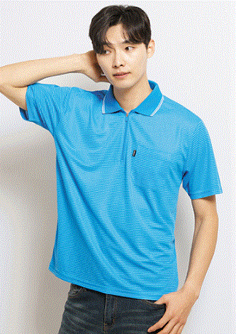 T12, POLYESTER 100% 스트라이프, 국내산 원단 BLUE Size: S / M / L / XL / 2XL / 3XL