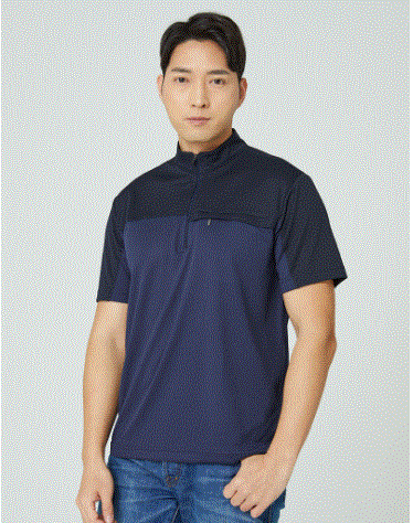 T-155, Polyester 100%   C O L O R  진곤색 (DARK NAVY)   S I Z E  M / L / XL / 2XL / 3XL / 4XL ‌ ‌ ‌ ‌- 사각 체크 원단을 사용해 질감이 독특함  - 시원하고 가벼운 원단 사용 ‌ ‌- 지퍼로 체결 가능한 가슴 주머니로 활용성을 높임 ‌ ‌- 질감을 이용한 투톤 디자인으로 세련됨