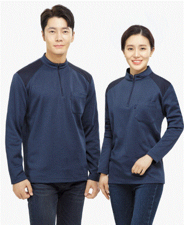 TS–6001 기모소재 티셔츠, 부드럽고 보온성이 뛰어난 기모 원단, POLYESTER 100% COLOR  NAVY SIZE  M, L, XL, 2XL, 3XL, 4XL