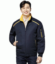 WM–J1305 카라 내부에 보온성 좋은 폴라폴리스처리 손목 시보리 형태  POLYESTER 65% RAYON 35%(TR) COLOR  NAVY / YELLOW SIZE  M, L, XL, 2XL, 3XL, 4XL