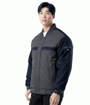 TB-513 TR 배색 점퍼 FABRIC POLYESTER 65%, RAYON 35%   COLOR MELANGE GREY(멜란지 그레이)   FEATURES 마이크로 패딩 TR-블루종 점퍼 YKK 지퍼 정전기 차단안감